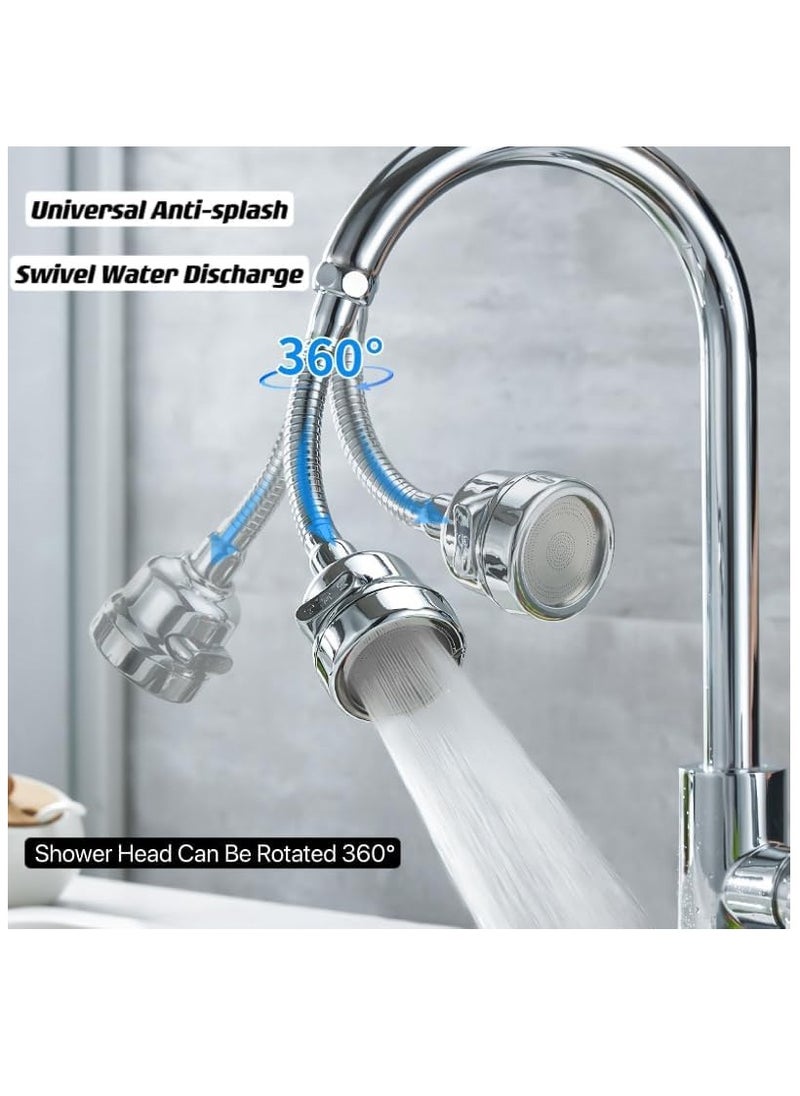 Generic NT Kitchen Tap Spray Head Tap Aerator,Faucet Nozzle, 360° Rotatable Anti-Splash Faucet Extender with Hose, 3 modes, Equipped With a Fixable Faucet Chain, for Kitchen Bathroom (Fixable)  - Image 2