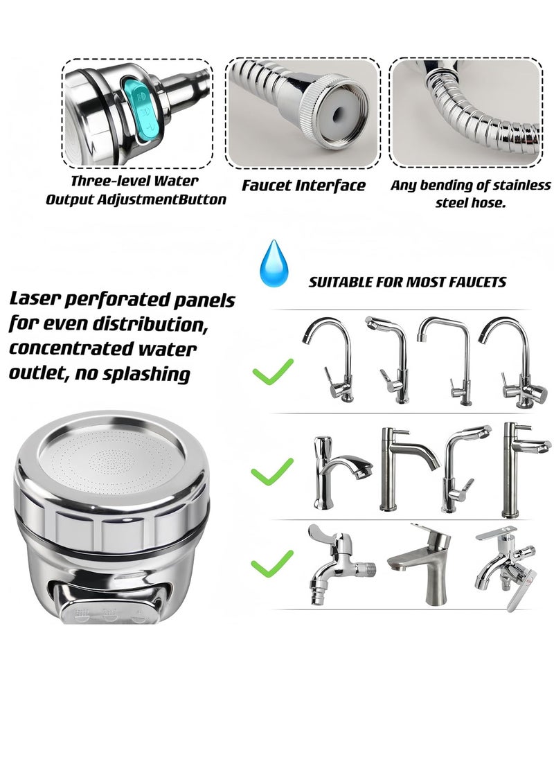 Generic NT Kitchen Tap Spray Head Tap Aerator,Faucet Nozzle, 360° Rotatable Anti-Splash Faucet Extender with Hose, 3 modes, Equipped With a Fixable Faucet Chain, for Kitchen Bathroom (Fixable)  - Image 5
