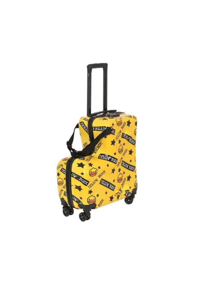 BLOOMING TIME Unisex Kids Ride on Suitcase Travel Trolley Case yellow - Image 3