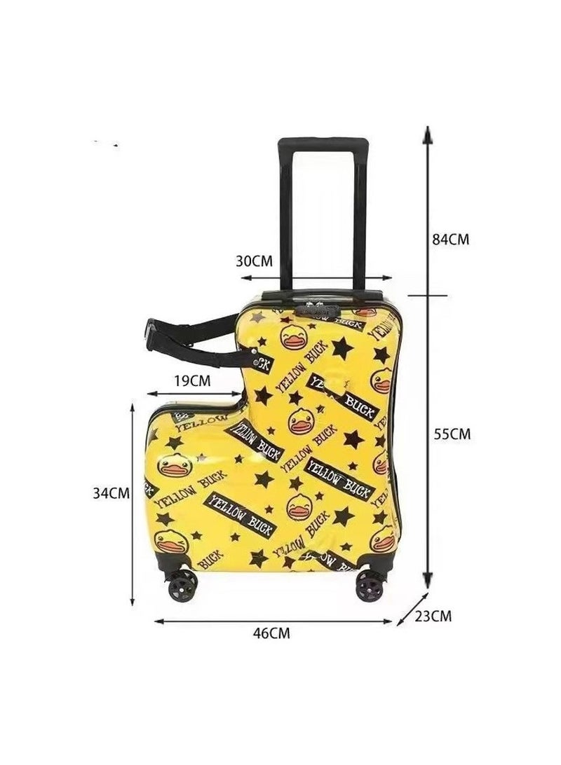 BLOOMING TIME Unisex Kids Ride on Suitcase Travel Trolley Case yellow - Image 4
