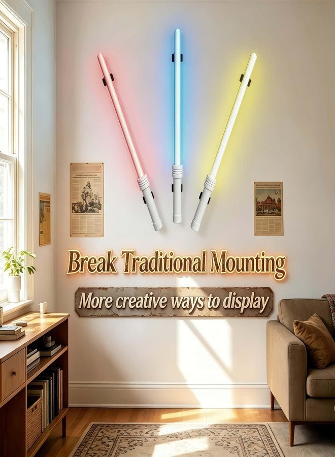 FLURSAILE Adjustable Lightsaber Wall Mount Vertical Display Stand Horizontal Light Saber Holder Cosplay Prop Holder for Saber (2Pcs Large for 1.3-2inch Hilt) - Image 3
