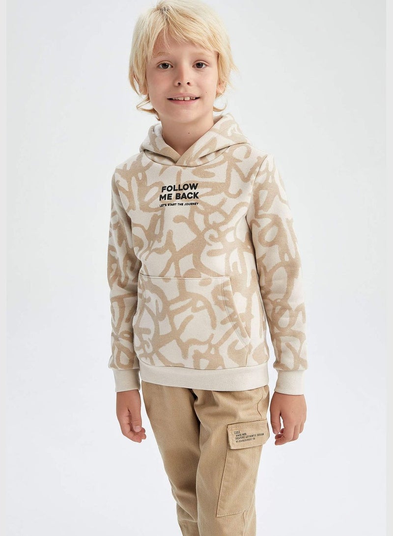 DeFacto Boy Regular Fit Hooded Long Sleeve Knitted Sweatshirt - Image 3