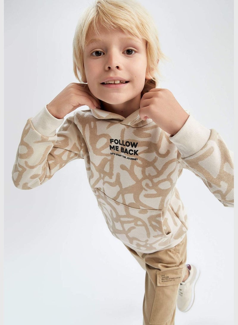 DeFacto Boy Regular Fit Hooded Long Sleeve Knitted Sweatshirt - Image 1