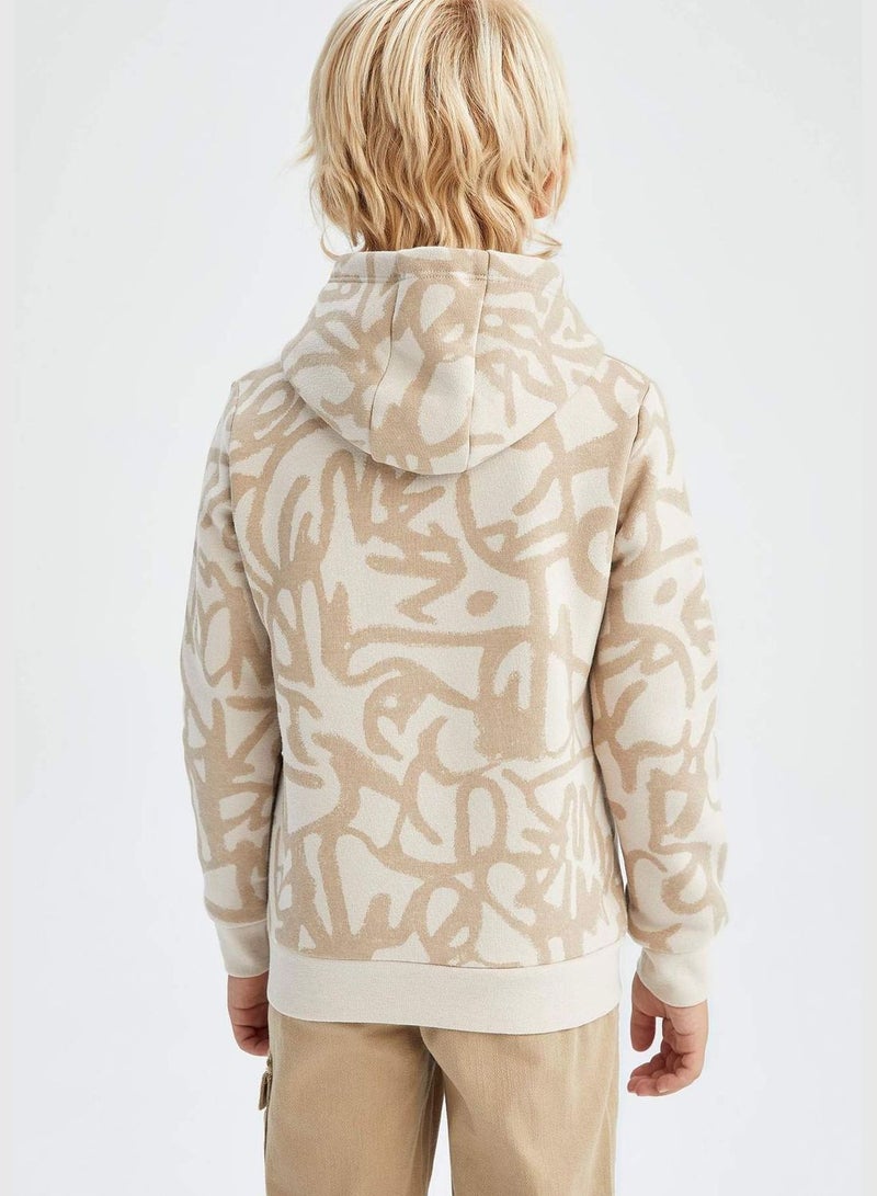 DeFacto Boy Regular Fit Hooded Long Sleeve Knitted Sweatshirt - Image 5