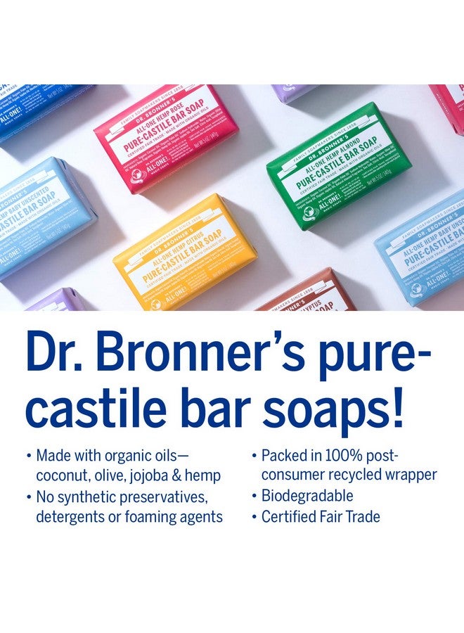 Dr. Bronner's - Pure-Castile Bar Soap (Eucalyptus, 5 ounce, 6-Pack) - Made with Organic Oils, For Face, Body and Hair, Gentle and Moisturizing, Biodegradable, Vegan, Cruelty-free, Non-GMO - Image 4