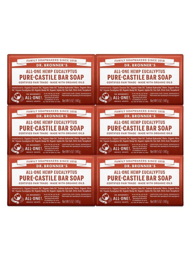 Dr. Bronner's - Pure-Castile Bar Soap (Eucalyptus, 5 ounce, 6-Pack) - Made with Organic Oils, For Face, Body and Hair, Gentle and Moisturizing, Biodegradable, Vegan, Cruelty-free, Non-GMO - Image 1
