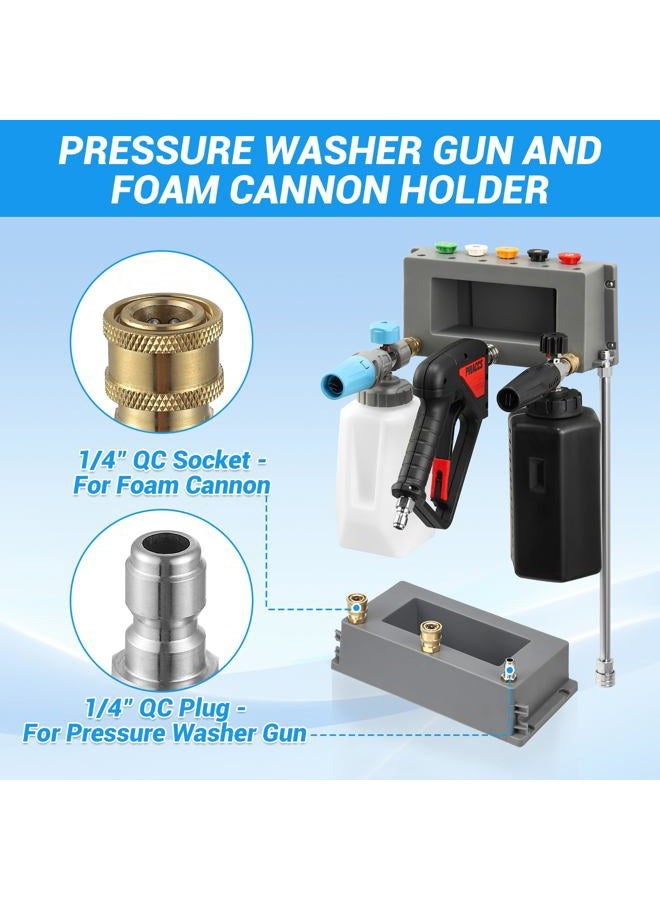 PWACCS Pressure Washer Gun Holder, Foam Cannon Holder, 1/4" Quick Connect Pressure Washer Nozzle Tip and Wand Holder, Foam Cannon Bucket Mount for Organize Power Washing Accessories - Image 2