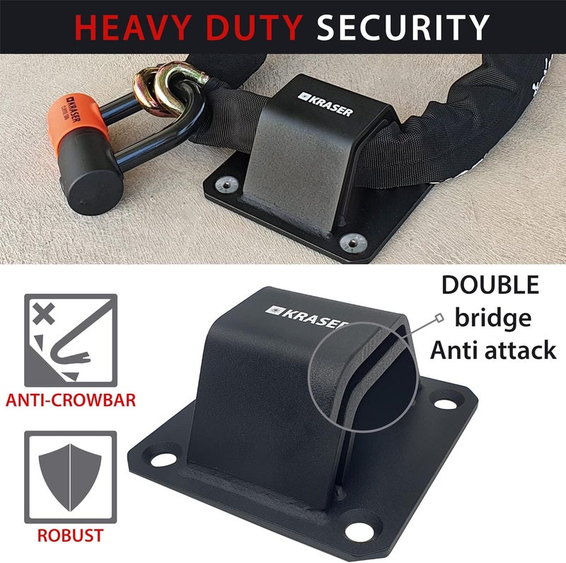 KRASER KR52B High Strength Steel Anti-Theft Ground or Wall Anchor with Double Arch and 4 Anchor Points - Image 3
