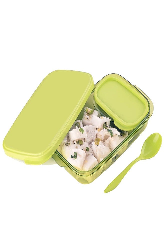 LOGRO Unbreakable Containers Lunch Box with one Spoon for Kids School, Tiffin Box for Office-Airtight Leakproof Lunchbox, Food Storage Container (590ml) Color May Very - Image 2