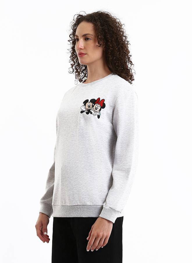 LC WAIKIKI Crew Neck Mickey and Minnie Mouse Printed Oversize Women's Sweatshirt - Image 3
