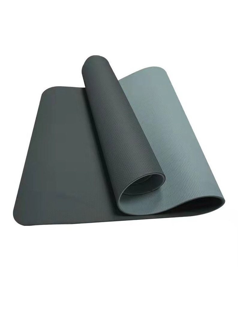 Generic Portable Dual Layers Yoga Mat Anti slip Yoga Fitness Gymnastics Mats Exercise Mat Grey and Black  80x60cm  - Image 2