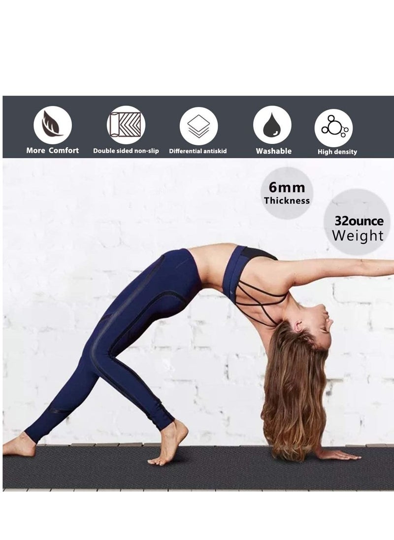 Generic Portable Dual Layers Yoga Mat Anti slip Yoga Fitness Gymnastics Mats Exercise Mat Grey and Black  80x60cm  - Image 4
