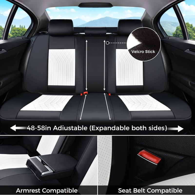 FLORICH Car Seat Covers Full Set, Leather Seat Covers for Cars, Car Seat Protector Waterproof Breathable, Universal Automotive Seat Covers, Front and Rear Car Seat Cover Fit for Most SUV Pick-up Truck - Image 3