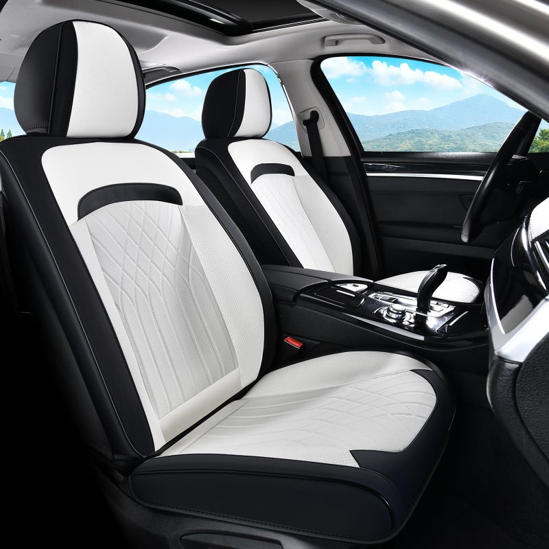 FLORICH Car Seat Covers Full Set, Leather Seat Covers for Cars, Car Seat Protector Waterproof Breathable, Universal Automotive Seat Covers, Front and Rear Car Seat Cover Fit for Most SUV Pick-up Truck - Image 2