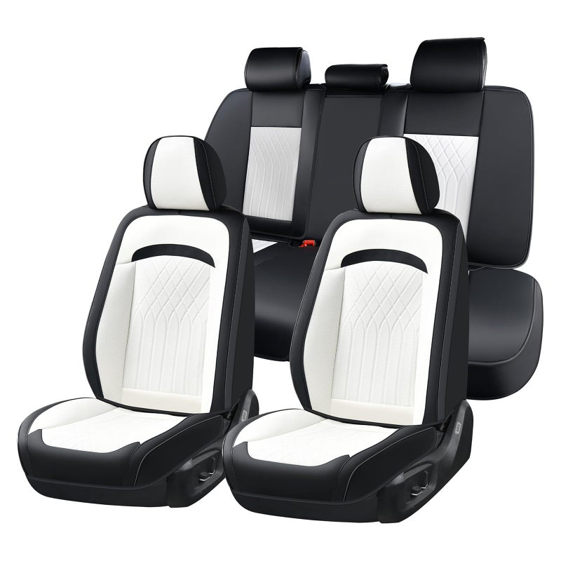 FLORICH Car Seat Covers Full Set, Leather Seat Covers for Cars, Car Seat Protector Waterproof Breathable, Universal Automotive Seat Covers, Front and Rear Car Seat Cover Fit for Most SUV Pick-up Truck - Image 1