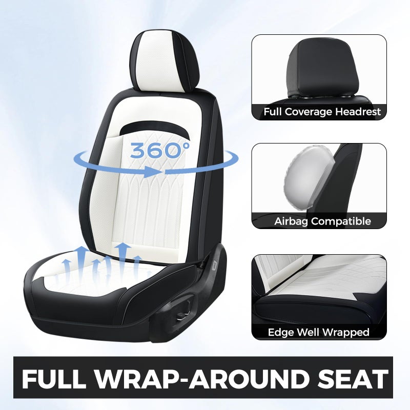 FLORICH Car Seat Covers Full Set, Leather Seat Covers for Cars, Car Seat Protector Waterproof Breathable, Universal Automotive Seat Covers, Front and Rear Car Seat Cover Fit for Most SUV Pick-up Truck - Image 5