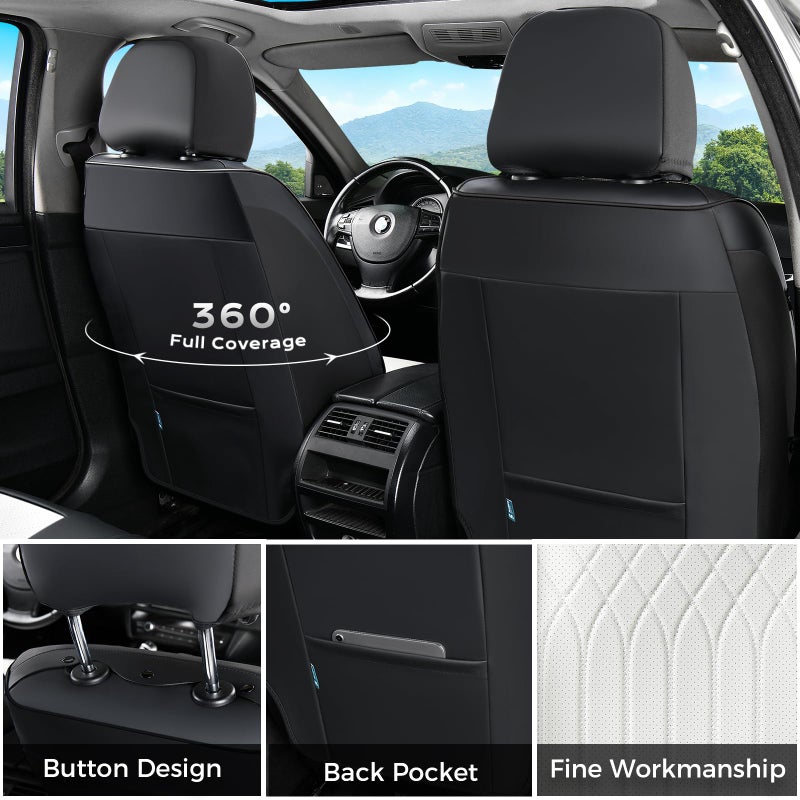 FLORICH Car Seat Covers Full Set, Leather Seat Covers for Cars, Car Seat Protector Waterproof Breathable, Universal Automotive Seat Covers, Front and Rear Car Seat Cover Fit for Most SUV Pick-up Truck - Image 4