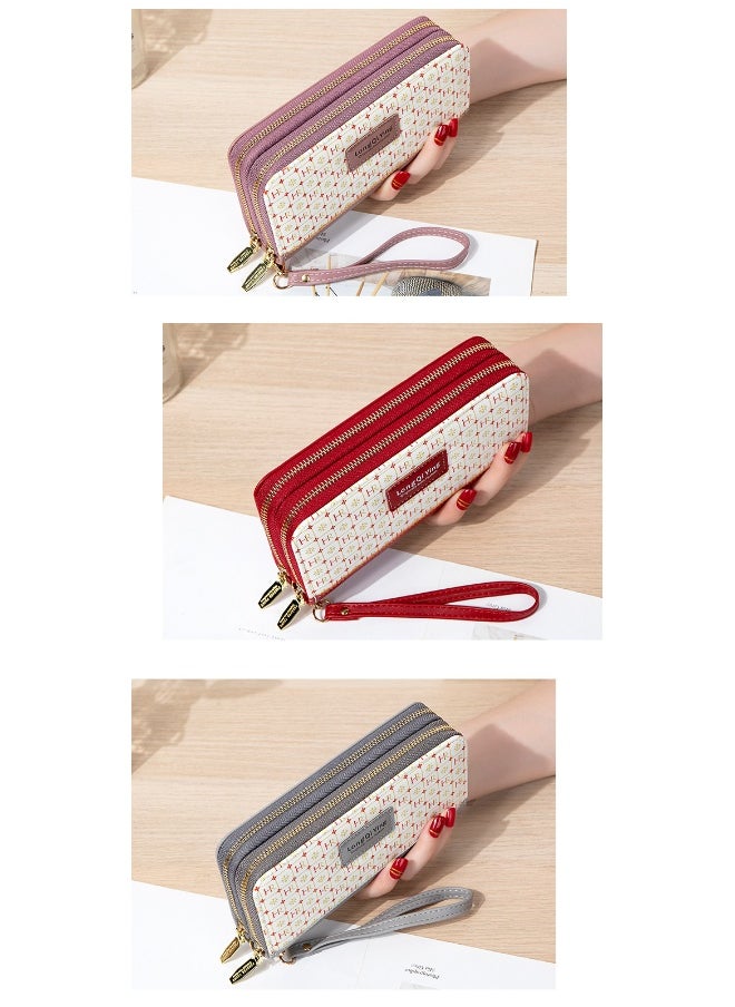 NIBEMINENT Women's Long All-in-one Double Zipper Student Letter Large Capacity Coin Purse  - Image 2