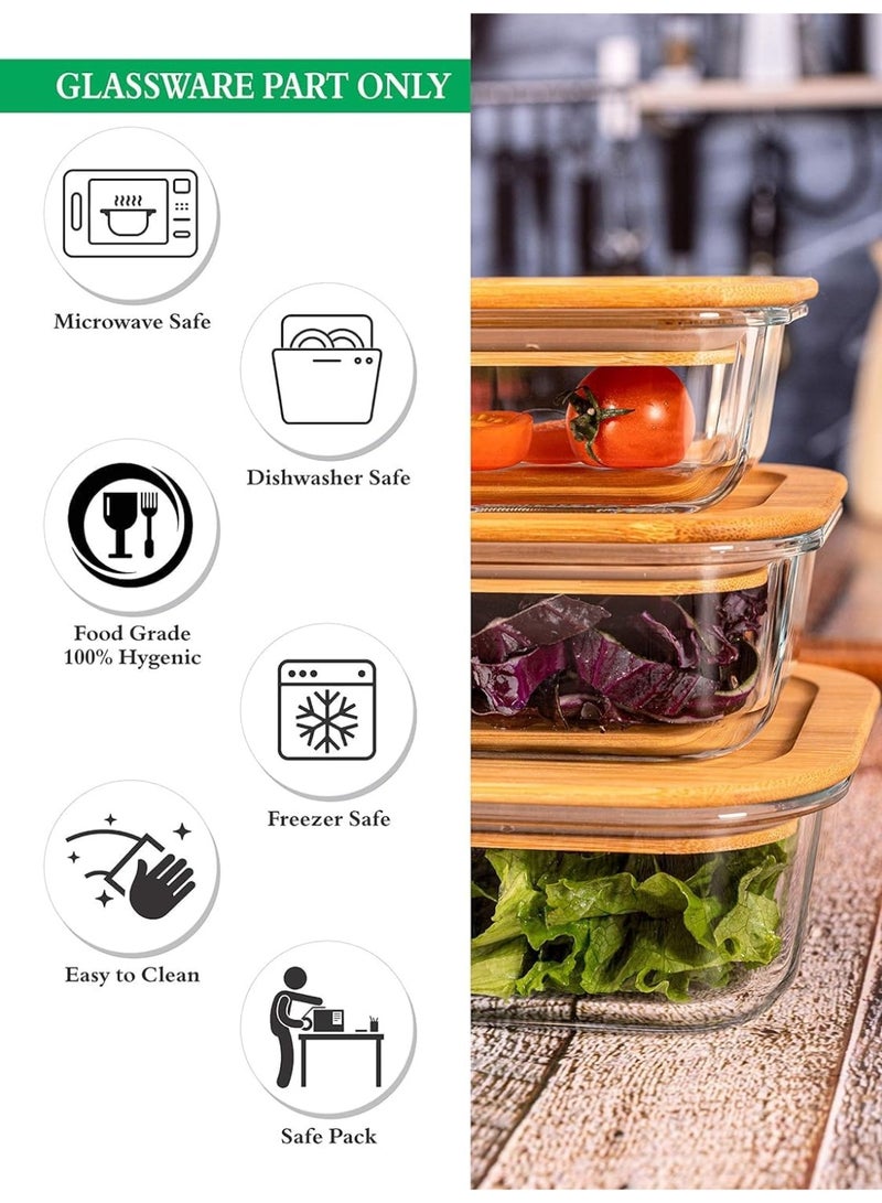 علب حفظ الطعام الزجاجية بغطاء خشبي ومطاط سيليكون - Image 5