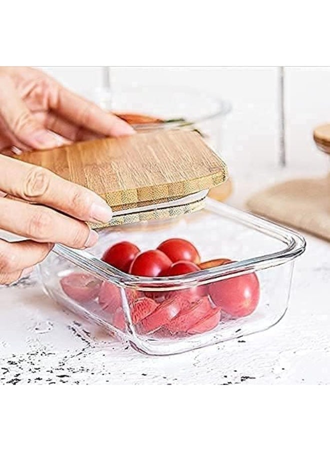 علب حفظ الطعام الزجاجية بغطاء خشبي ومطاط سيليكون - Image 2