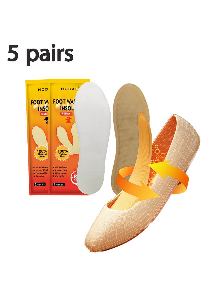 Hodaf Insole Foot Warmers - Long Lasting Safe Natural Odorless Air Activated Warmers - Up To 9 Hours Of Heat - 5 Pairs - Image 1