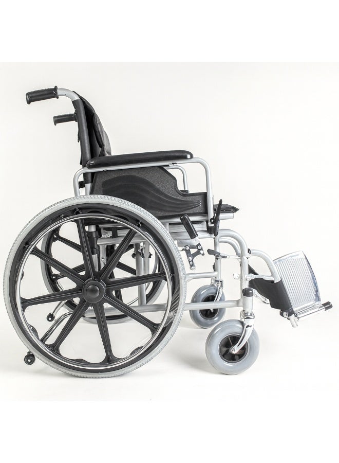 Advance Care 951B-51 Manual Foldable Wheelchair, 51 cm (20-inch) Seat, Steel Frame, Black - Image 2
