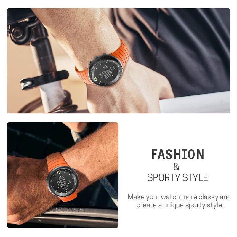 ANCOOL Compatible with Suunto Core Watch Band,Soft TPU Replacement Strap Sport Wristband Metal Clasp for Suunto Core Fitness Smart Watch-Orange - Image 5