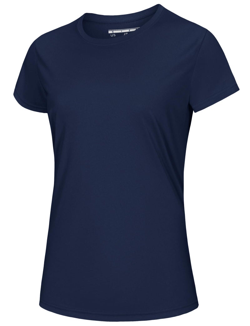 MAGCOMSEN Athletic Tops for Women Running Shirts Short Sleeve Sun Shirts SPF 50 Dry Fit Tshirts Workout Exercise Navy Blue, S - Image 1