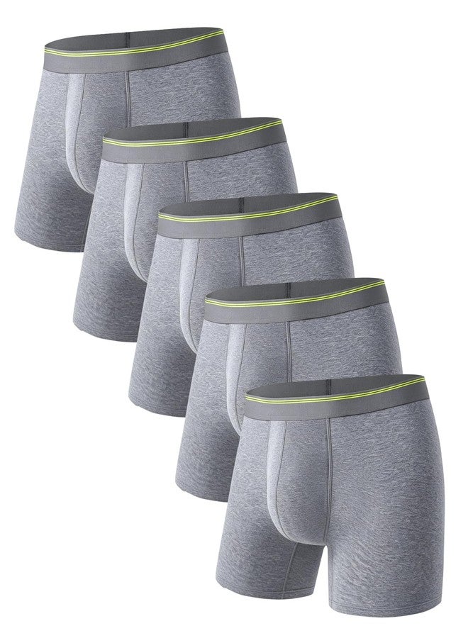 Battewa Mens Washable Leak Proof Underwear for Urinary Leakage Reusable Bladder Protection Cotton Boxer Briefs for Men 50ML, 5 Pack (L, Dark Grey - Image 1
