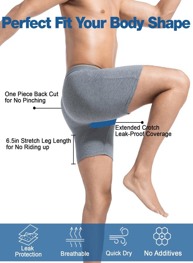 Battewa Mens Washable Leak Proof Underwear for Urinary Leakage Reusable Bladder Protection Cotton Boxer Briefs for Men 50ML, 5 Pack (L, Dark Grey - Image 4