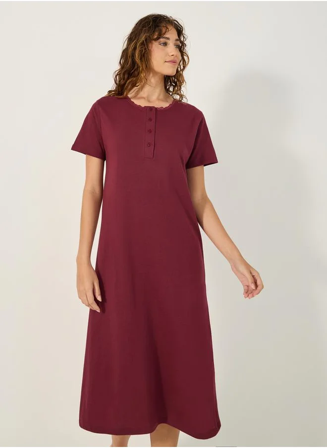 Styli YOKE PLACKET NIGHTDRESS - MIDI