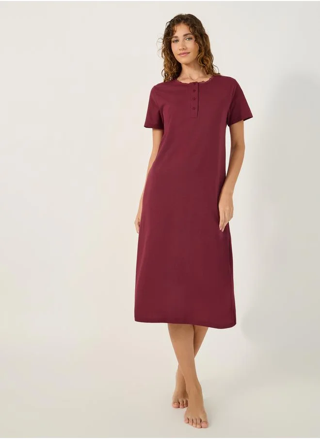 Styli YOKE PLACKET NIGHTDRESS - MIDI
