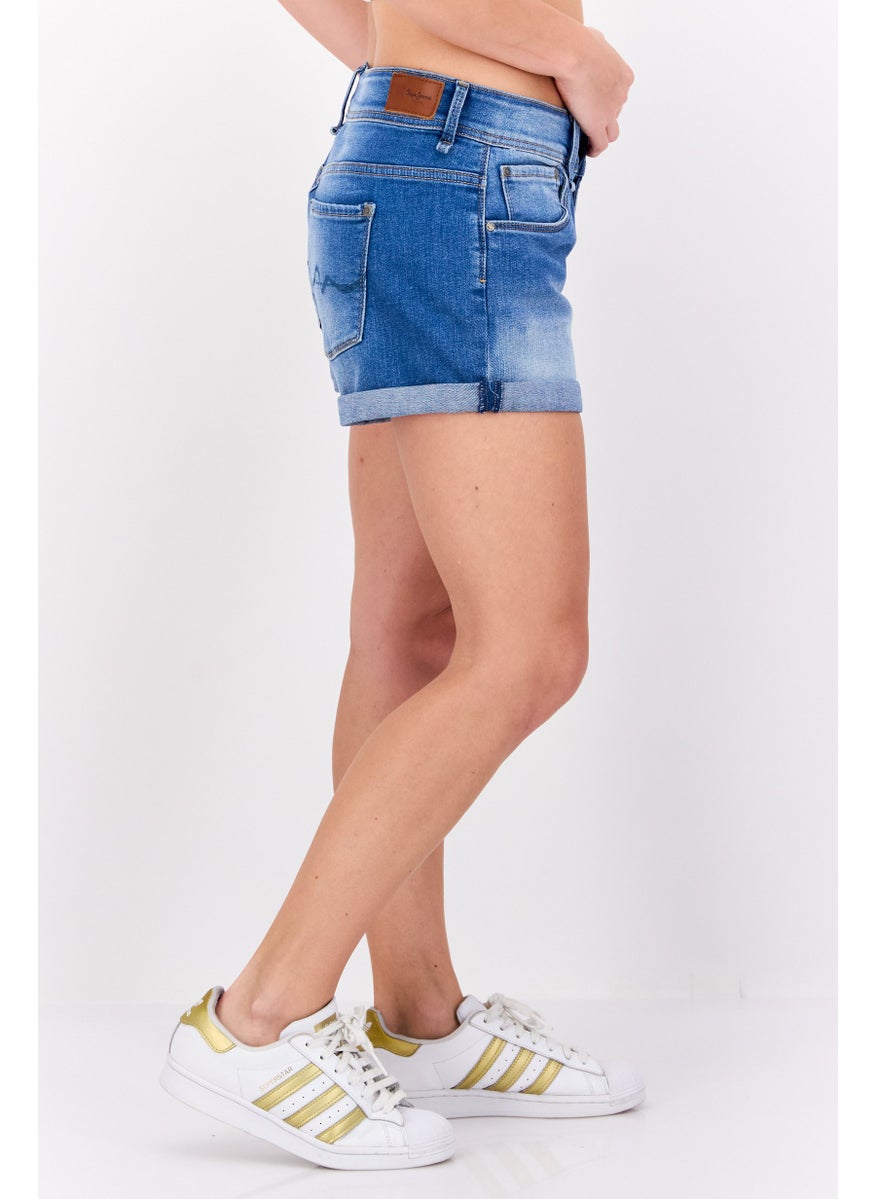 Pepe Jeans - Women Washed Denim Shorts, Light Blue - Image 1