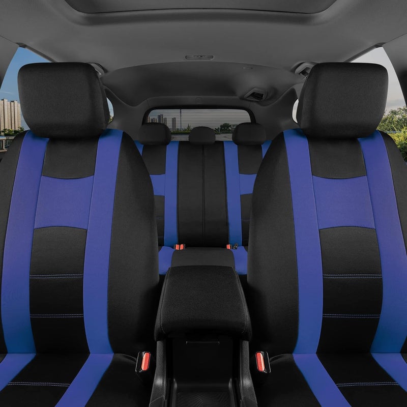 BDK carXS Seat Covers for Cars, Blue Two-Tone with Matching Back Seat Cover, Made to Fit Most Auto Truck Van SUV, Interior Car Accessories, Full Set - Image 2