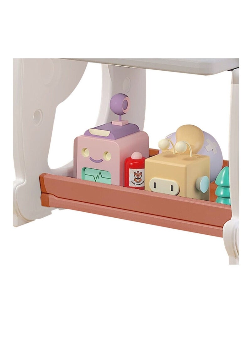 فول جوي حامل رسم فني للأطفال 3 في 1 ، لوح مسح جاف مغناطيسي على الوجهين ورف كتب للأطفال مع كرسي وسطح مكتب قابل للطي ، حامل قائم قابل للتعديل - Image 5