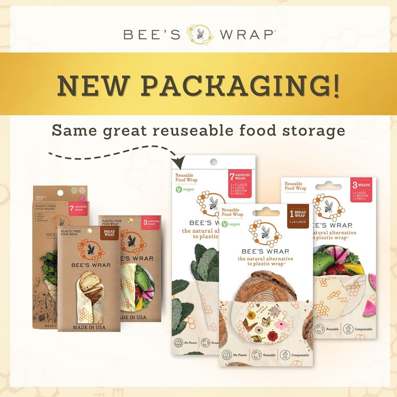 Bee's Wrap Beeswax Wraps for Food - Made in USA Reusable & Organic Food Wraps & Bowl Covers - Eco-Friendly Alternative to Aluminum Foil, Honeycomb & Bees + Bears Assorted 5 Pack (2L, 3M) - Image 2