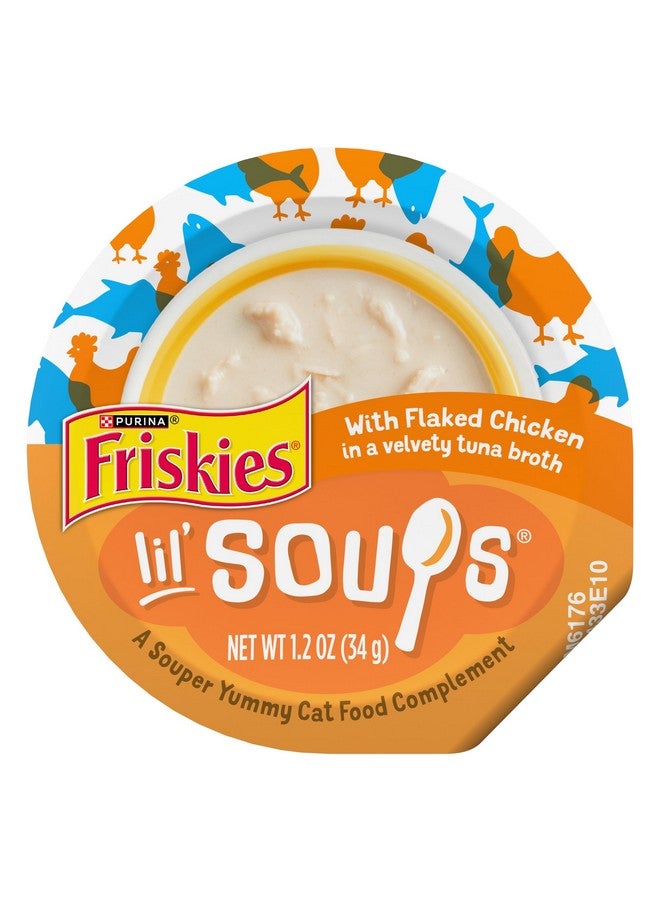 فريسكس طعام القطط الرطب الطبيعي الخالي من الحبوب من بورينا فريسكيز، مكافآت سهلة اللعق، حساء صغير بنكهة الدجاج المفتت - (عبوة من 8 عبوات) 1.2 أونصة - Image 1