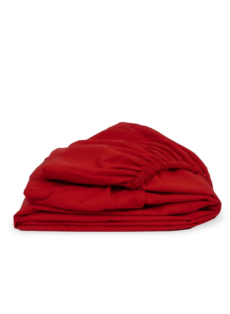 Home of linens ملاءة سرير ملائمة باللون الأحمر 100×200  - Image 1