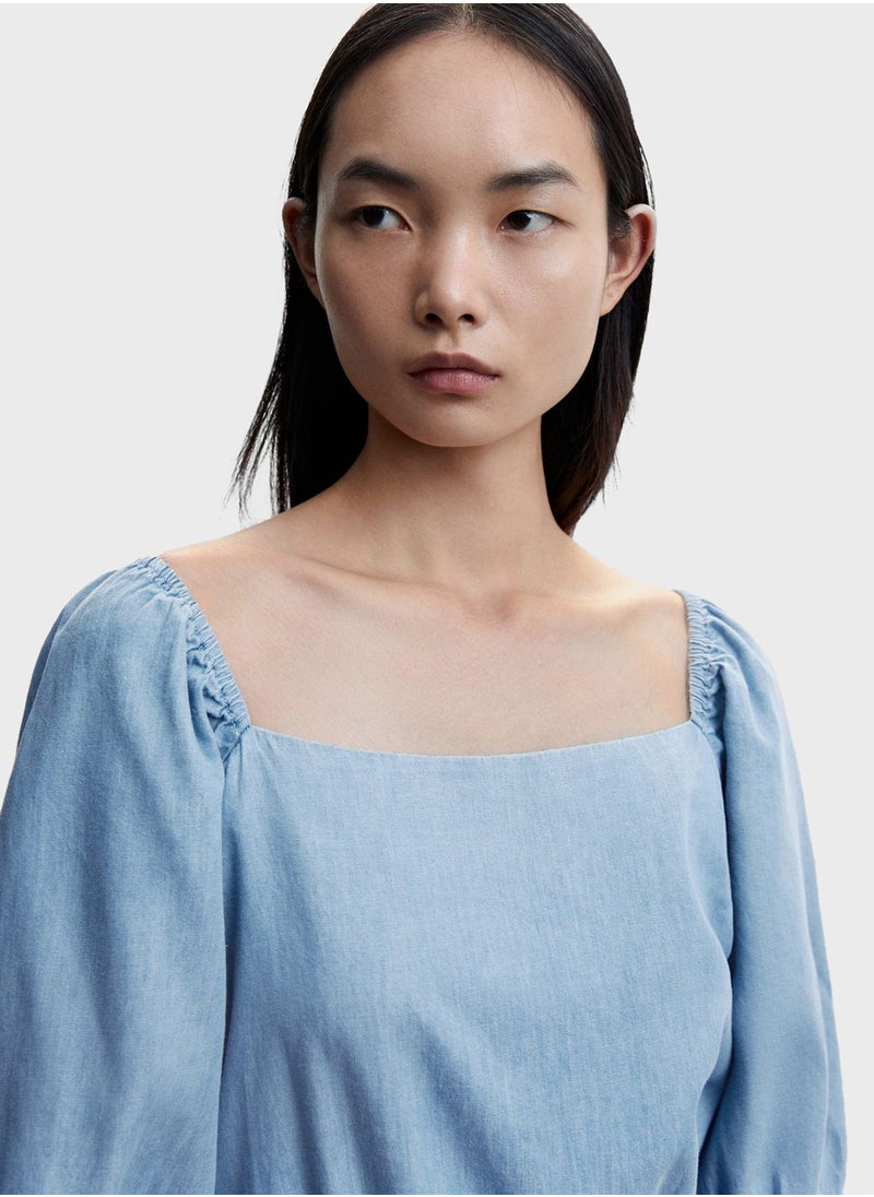 MANGO - Puff Sleeve Tie Detail Jumpsuit - Image 1