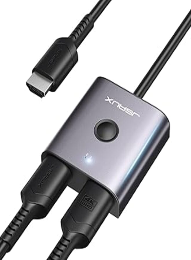 JSAUX hdmi swiTch 2 in1 OUT adapter WITR CABLE GRAY 1M