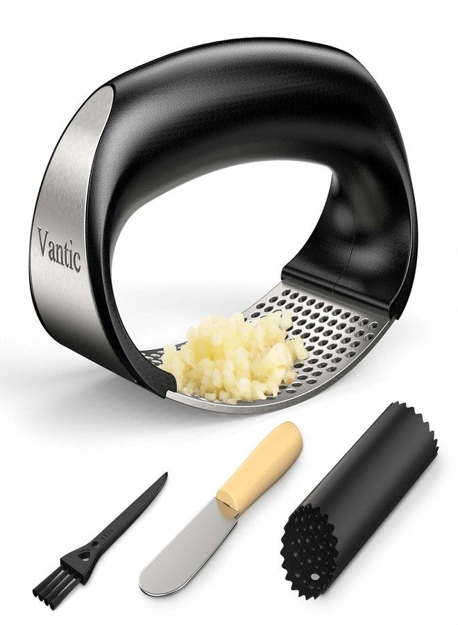Vantic Garlic Press Rocker - Stainless Steel Garlic Crusher, Mincer and Chopper with Peeler & Scraper, Easy Kitchen Gadget for Effortless Smashing - Image 1