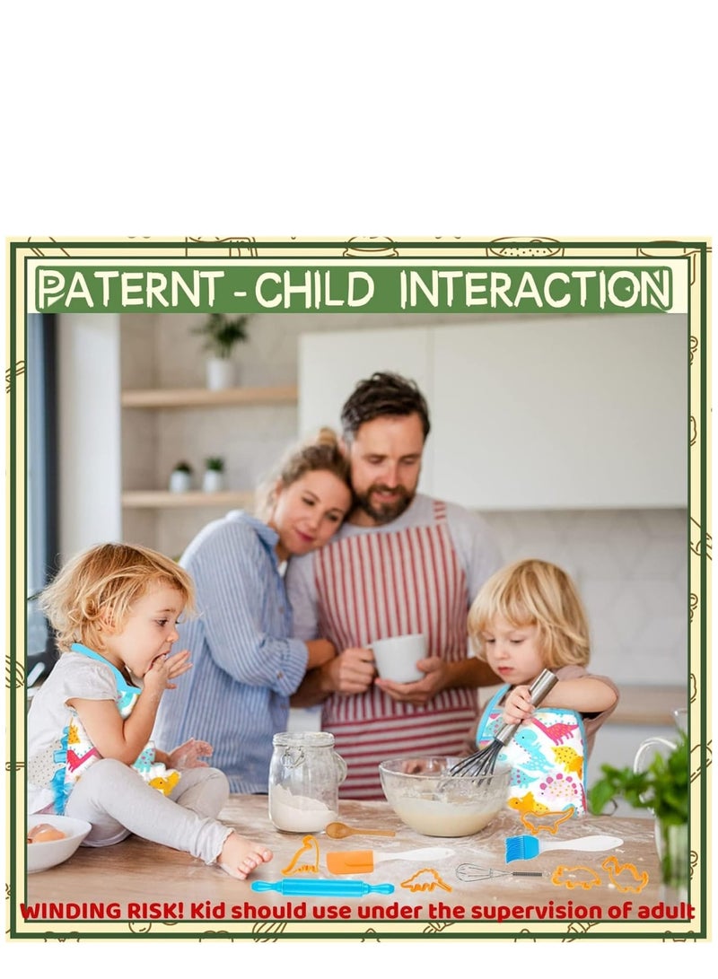 Zikra Kids Baking Chef Set, 26Pcs with Dinosaur Apron & Hat Role Play Cooking Chef Cooking Dress Up Toys, Pretend Play Kitchen Toys Gifts for Boys Girls Aged 3-8 - Image 5