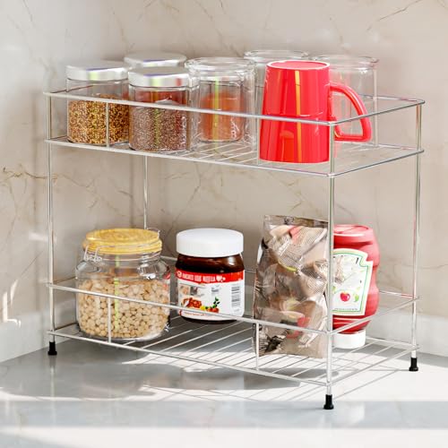 WonderStand NEXA | Metal 2-Tier Standing Spice Rack Storage Organizer, Countertop Storage Shelf Organizer for Home and Kitchen - Image 1