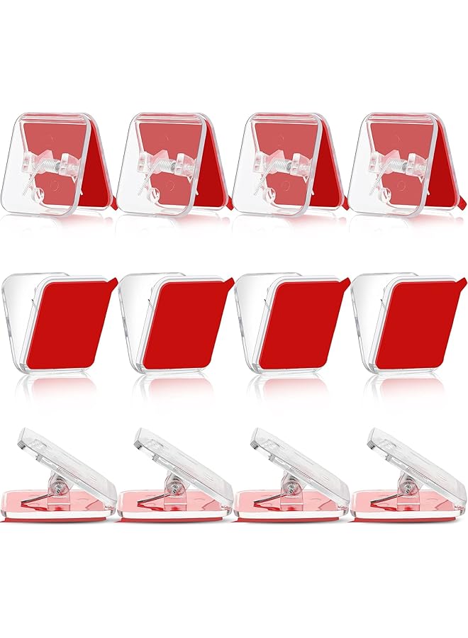 The Bros Self Adhesive Clips, Tapestry Hangers, Wall Clips, Shower Curtain Clips, Photo Clips for Paper Flag Hanger Double-Sided Adhesive Spring Clips for Teachers, Poster and Home Office Rope(Clear,12 Pcs) - Image 1