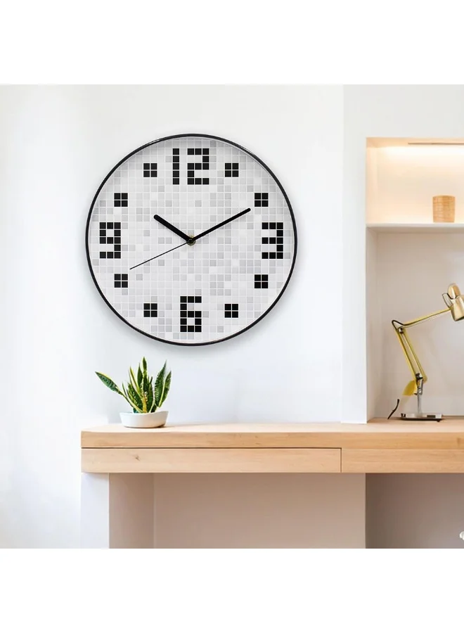 DANUBE HOME Danube Home Sansa Metal Pixelated Wall Clock - Black 30X30X4.5 Modern Wall Decor Stylish Aluminum & Plastic Design For Home Decor Unique Clocks For Living Room Decorative Home Accessories
