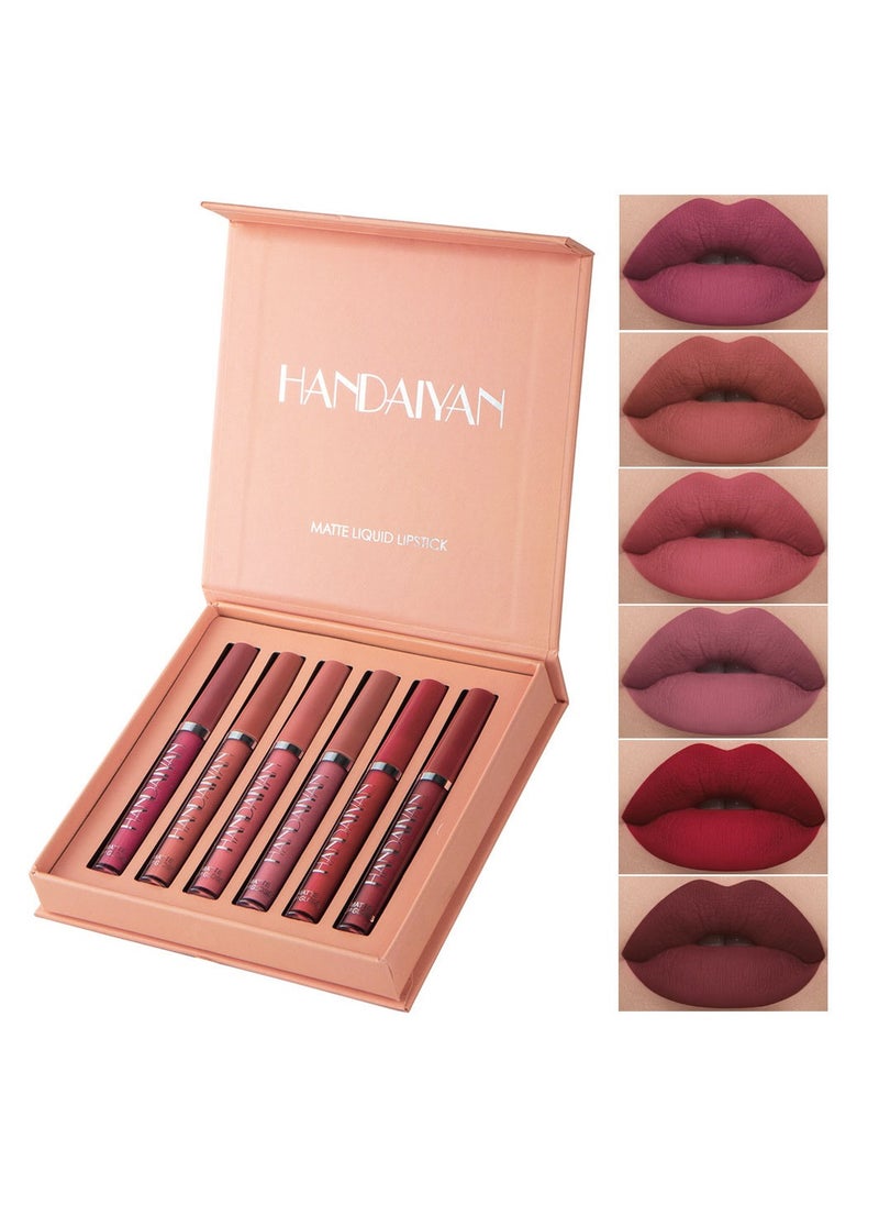 Handaiyan Lipstick Set Matte Liquid 6 Colors Long Lasting Waterproof for Women Highly Pigment Velvety Nude Super Stay Soft Hydrating & Lightweight Professional Moisturizing Makeup Lips Gift  - Image 1