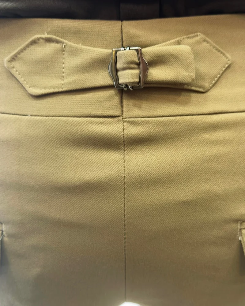 ترزي ادم التون Terziademaltun Italian Cut Belted Pleated Camel Fabric Trousers T10802