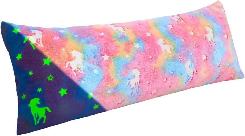 Body Pillow Cover Glow in The Dark Long Pillow Cases Full Length Pillow Case - 21x54 inches Unicorns Ultra Soft Body Pillowcase for Kids Girls Decorative Body Pillow Pillowcases(Only Cover) - Image 1