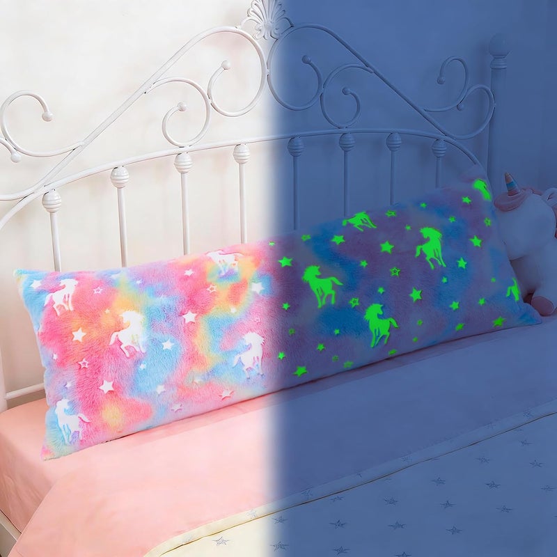 Body Pillow Cover Glow in The Dark Long Pillow Cases Full Length Pillow Case - 21x54 inches Unicorns Ultra Soft Body Pillowcase for Kids Girls Decorative Body Pillow Pillowcases(Only Cover) - Image 2