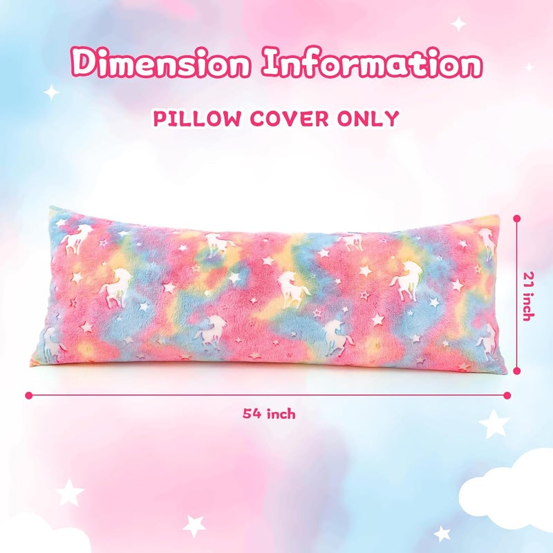 Body Pillow Cover Glow in The Dark Long Pillow Cases Full Length Pillow Case - 21x54 inches Unicorns Ultra Soft Body Pillowcase for Kids Girls Decorative Body Pillow Pillowcases(Only Cover) - Image 3